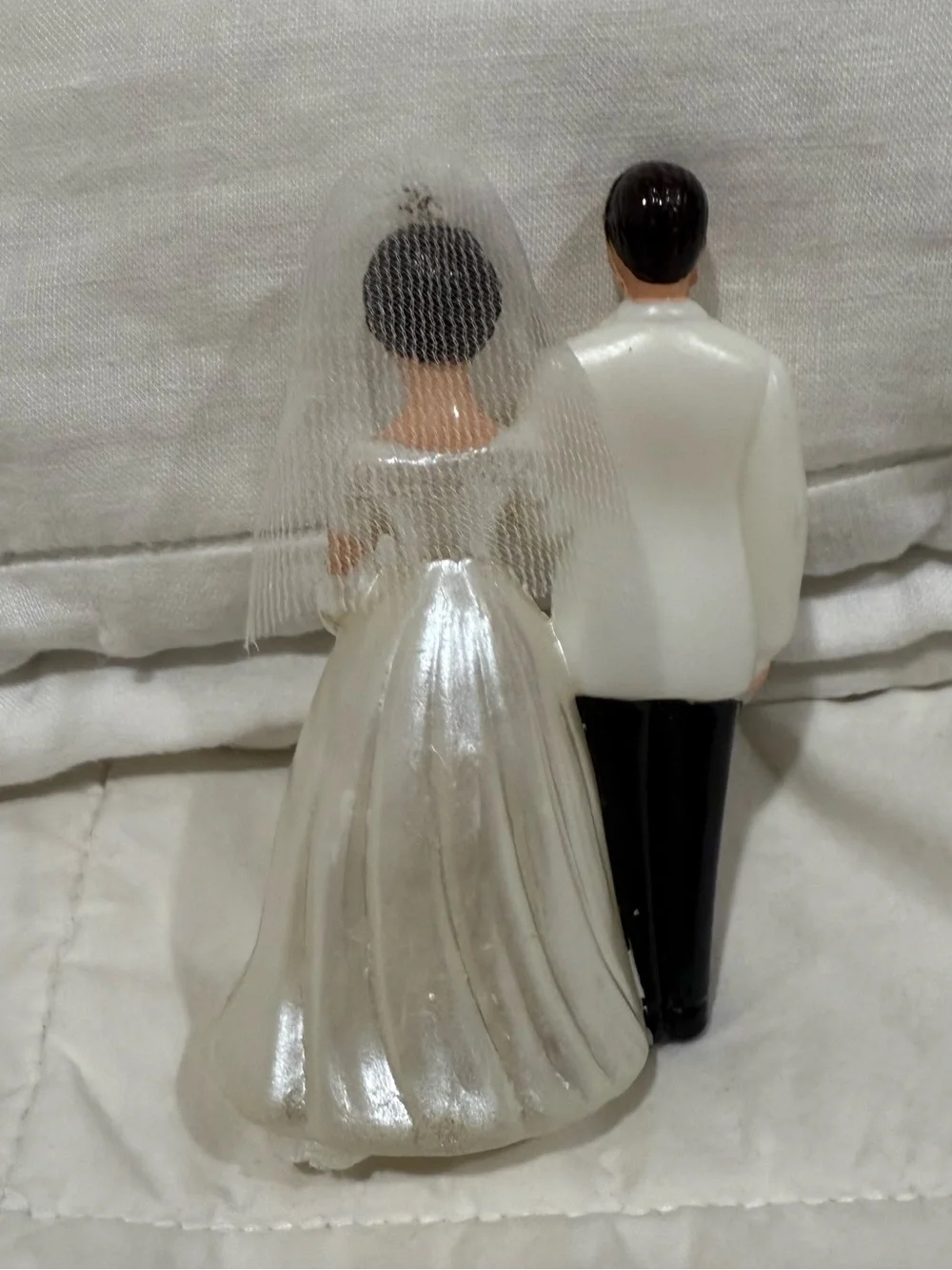 VINTAGE Classic Bride and Groom Cake Topper in White and Black